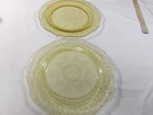 Vintage Amber Yellow Federal Glass Madrid Depression Dinner Plates Set Of 2 11"