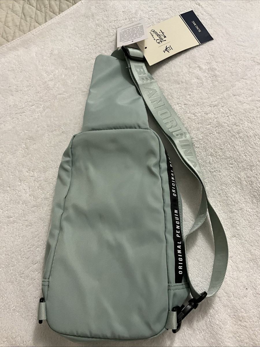NEW! ORIGINAL PENGUIN Minty Green SLING BAG MULTI POCKET