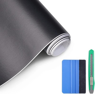 10ft x 1ft Matte Black Vinyl Wrap with Tool Kit - Durable, Easy to Install