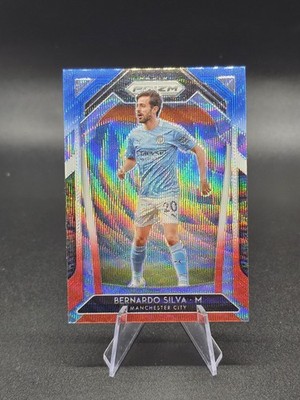 2020-21 Panini Prizm - Bernardo Silva #100 Red White & Blue Prizm Manchester 
