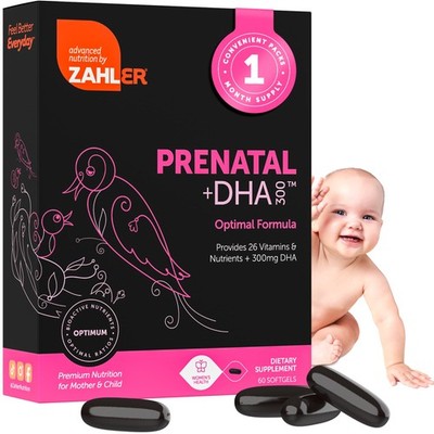 Zahler Prenatal Vitamin with DHA & Folate - 60 Count (Pack of 1), Zh220 