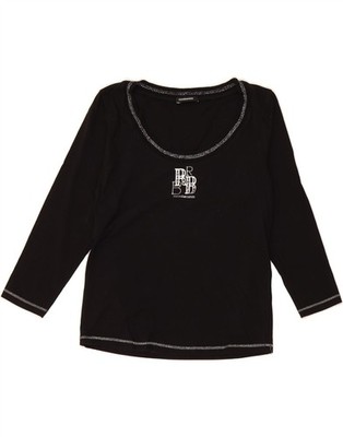ROCCOBAROCCO Womens Crop Graphic Top 3/4 Sleeve US 12 Large Black Cotton CG15