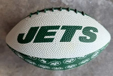 New York Jets: Green Repeating Logo, Mini Rubber Football for Kids