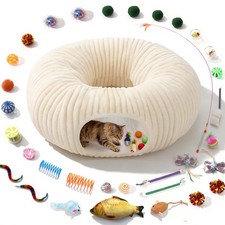 Cat Tunnel Bed with 40 Pcs Interactive Cat Toys Cat Tube with Kitten Toys for