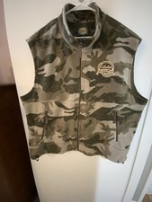Cabelas Mens Fleece Camoflage Full-zip Vest Size 2XL Bottom Cinch