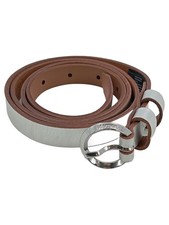 Liebeskind Berlin Damen Ledergürtel Silber Metallic Größe 95 cm schmal