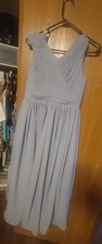 Azazie Chiffon Bridesmaid Dress Light Blue A-Line Floor Length Pleated A4 Prom
