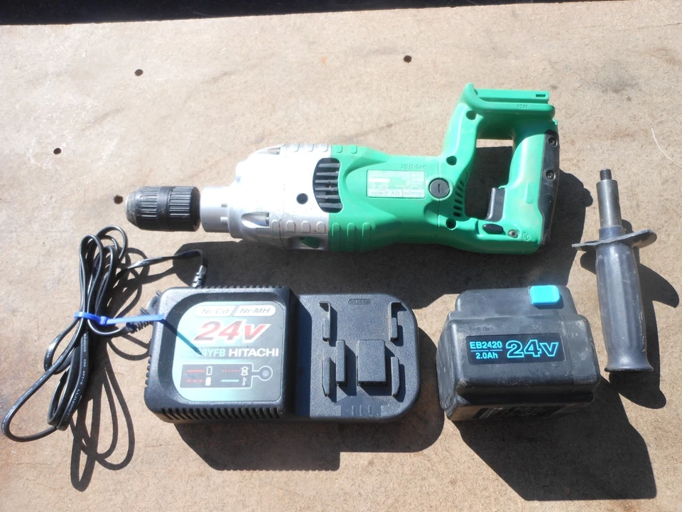 Taladro percutor Hitachi DV 24DV 2 velocidades inalámbrico 24 voltios, cargador, batería, RCo Foto 2 de 3