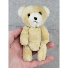 Vintage Style Mini 4.5 Inch Tan Plush Teddy Bear Soft Fuzzy Stuffed Animal Toy