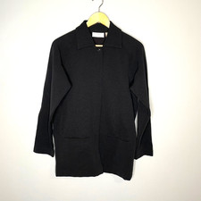 Dana Buchman Black Textured Jacket Snap Closure Size Large Made in USA