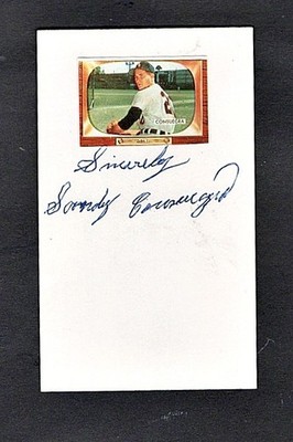 1953/56 SANDY CONSUEGRA WHITE SOX AUTOGRAPHED 3X5 W/PHOTO d.2005