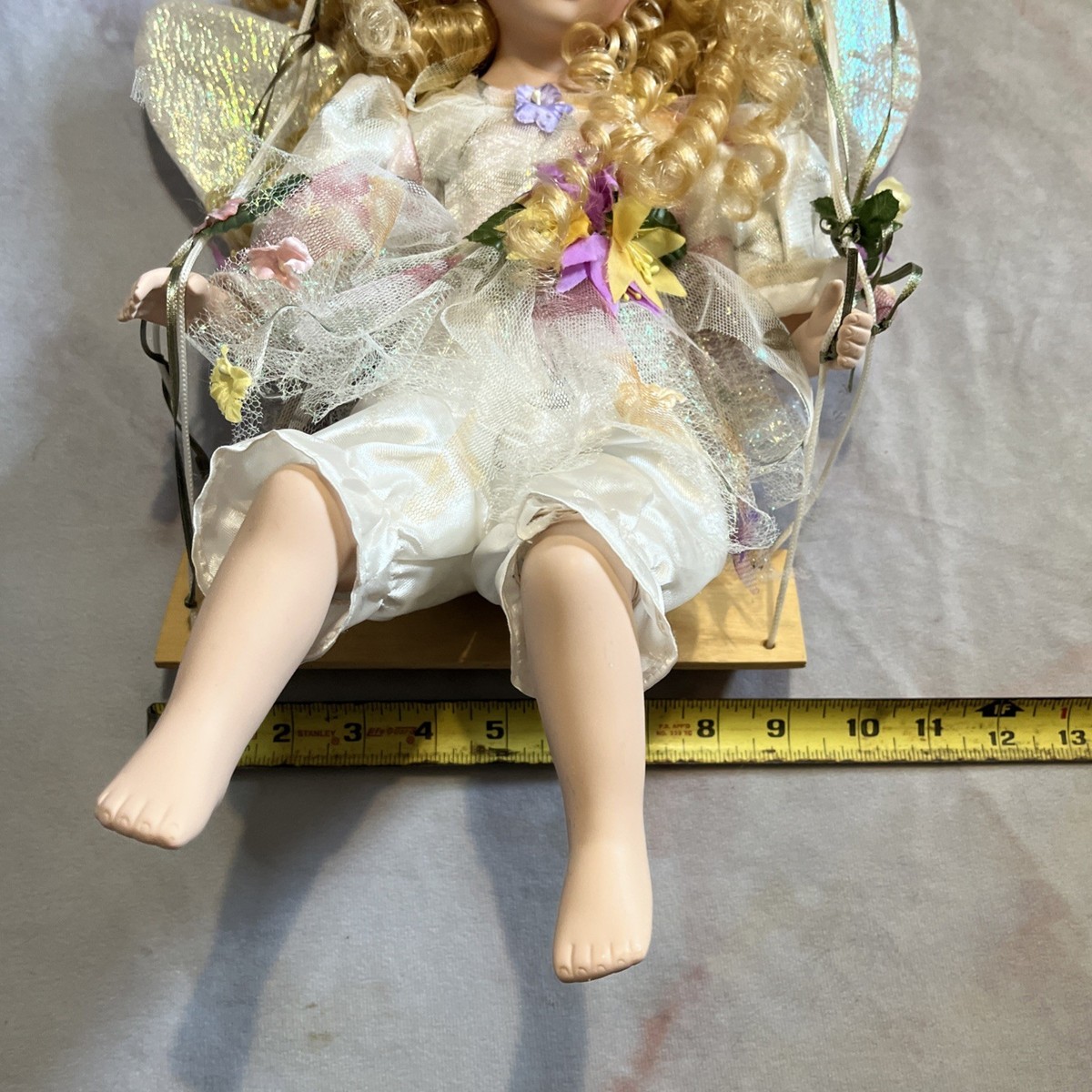 Vtg Cathay Collection 1-5000 Porcelain Doll Fairy Angel On Swing