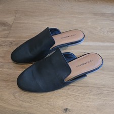 Lucky Brand Women  s Black Leather Slip-On Mule Flats Almond Toe Size 8.5