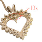 ESTATE SOLID 10K YELLOW GOLD NATURAL DIAMONDS 1" HEART PENDANT 18" NECKLACE 7915 — photo 5