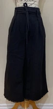 Isabel Marant Etoile Women's Black Wide Leg Ankle Cotton Pleated Pants Size 42