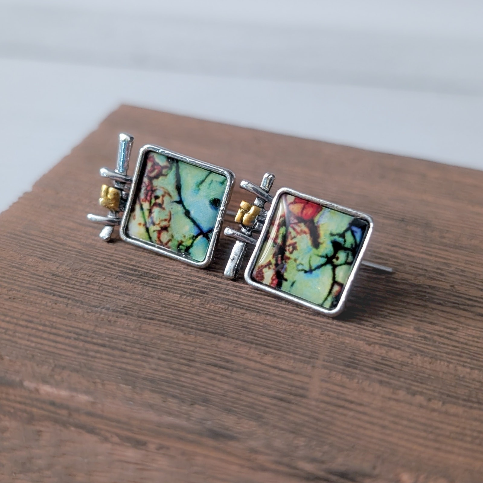 Statement Hook Dangle Earrings - Multi Colored & … - image 3