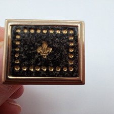   Single Replacement Vintage Fleur-de-lis Cufflink - Gold Tone  Black - MCM