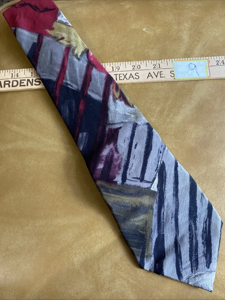 JTBeckett All Silk Necktie Men's Abstract Art Deco Design Muted Colors54X4” - Image 3 of 4