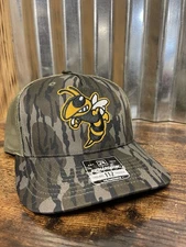 Yellowjacket Mossy Oak Bottom Land Camo Trucker Hat Custom Made
