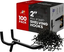 100 Pack 2 Inch Length Steel Black PEG Board Pegboard Shelving Hooks Wholesale L