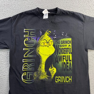 Vintage The Grinch Shirt Mens XL Black 90s 1999 Short Sleeve Tee