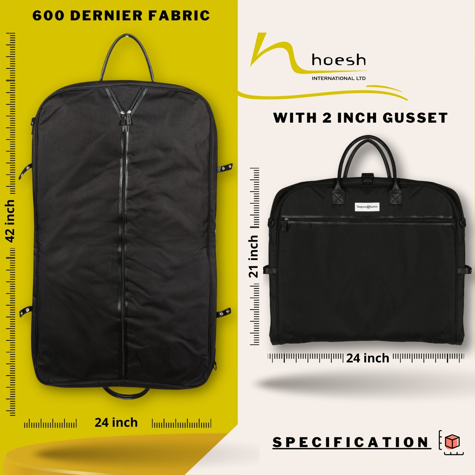 Simpson & Ruxton Heavy Duty Luggage Wardrobe Suit Travel Carrier