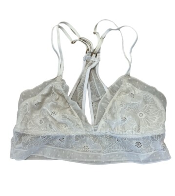 aerie Ivory Lace Bralette SIZE Small Criss-Cross Back Cream