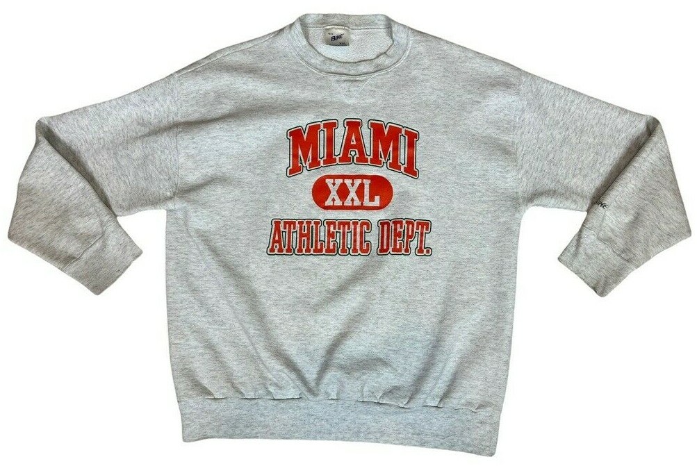 トップス 90s University Of Miami Sweatshirt VTG Vintage 90s Mens Large Spell Out Heavyweight University of