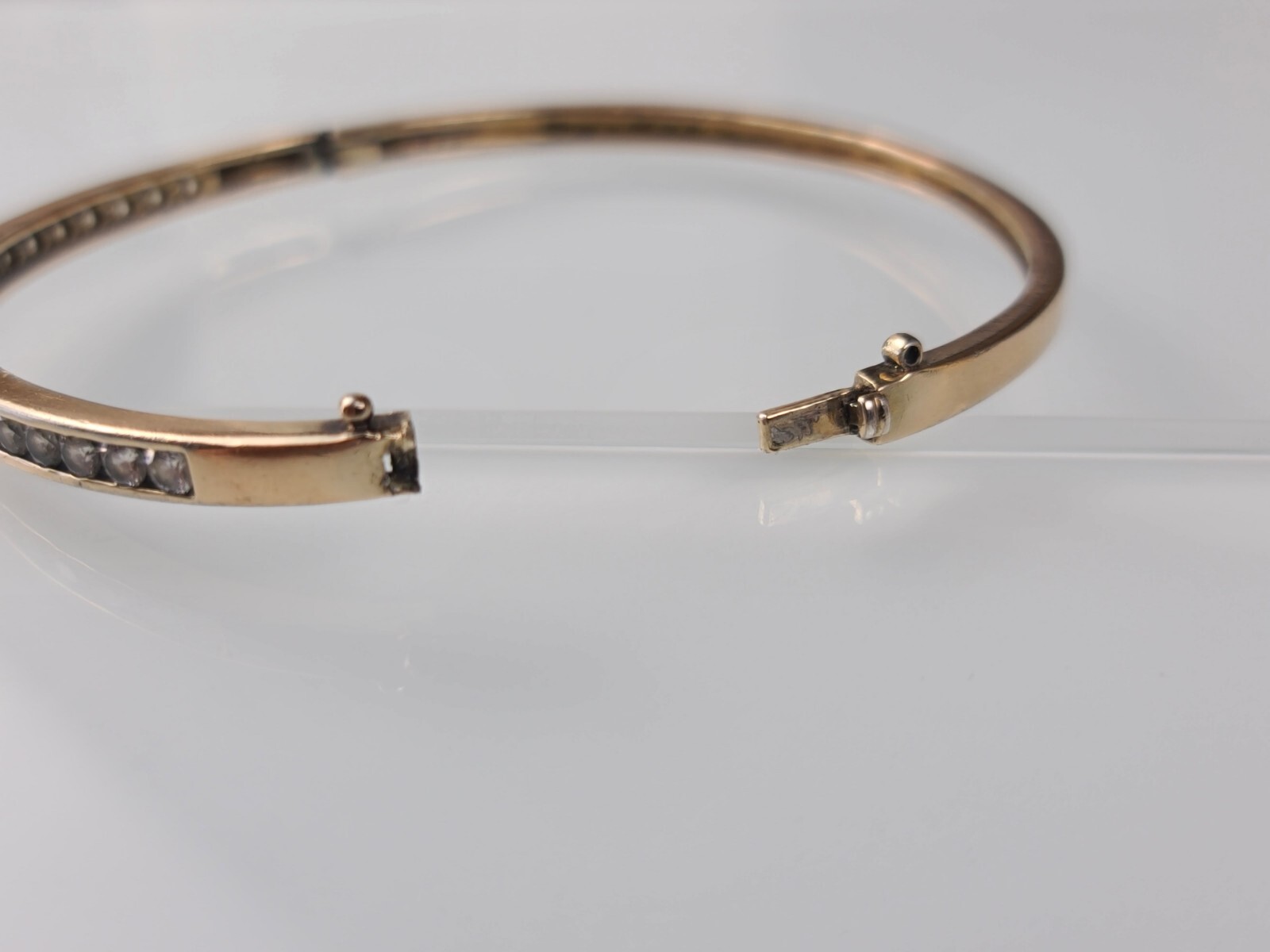 Sterling 925 Solid Silver Iced AAA Hinged Bangle … - image 7