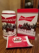 2016 Budweiser Holiday Christmas  Stein small fac flaw  Beer Busch NIB Free Ship