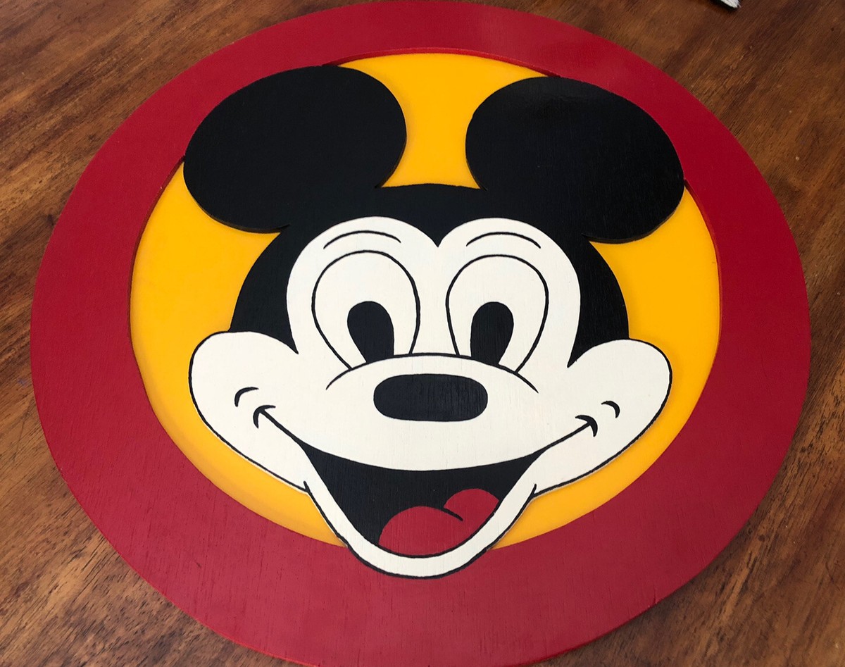 Vintage 21” Disney Wall Art Decor Mickey Mouse Wood Hanging Large