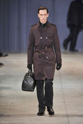 Louis Vuitton Mens Black Cotton Damier Long Suit Trench Coat Size