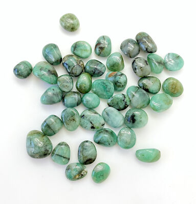 Emerald Tumbled Stone (Grade AAA) Polished Natural Emerald Crystal from India