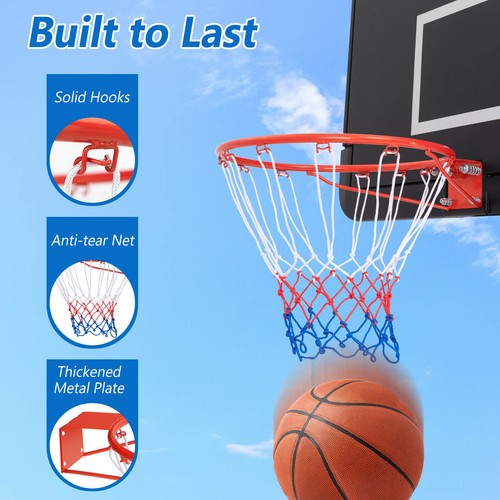 18" Basketball Rim Wall Door Mounted Basketball Hoop w/ All Weather Net - Picture 5 of 9