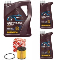 MotoröL Set Mannol 5W-40 Ceramic Ultra 7 Liter + ÖLfilter FüR Fiat Ducato 100
