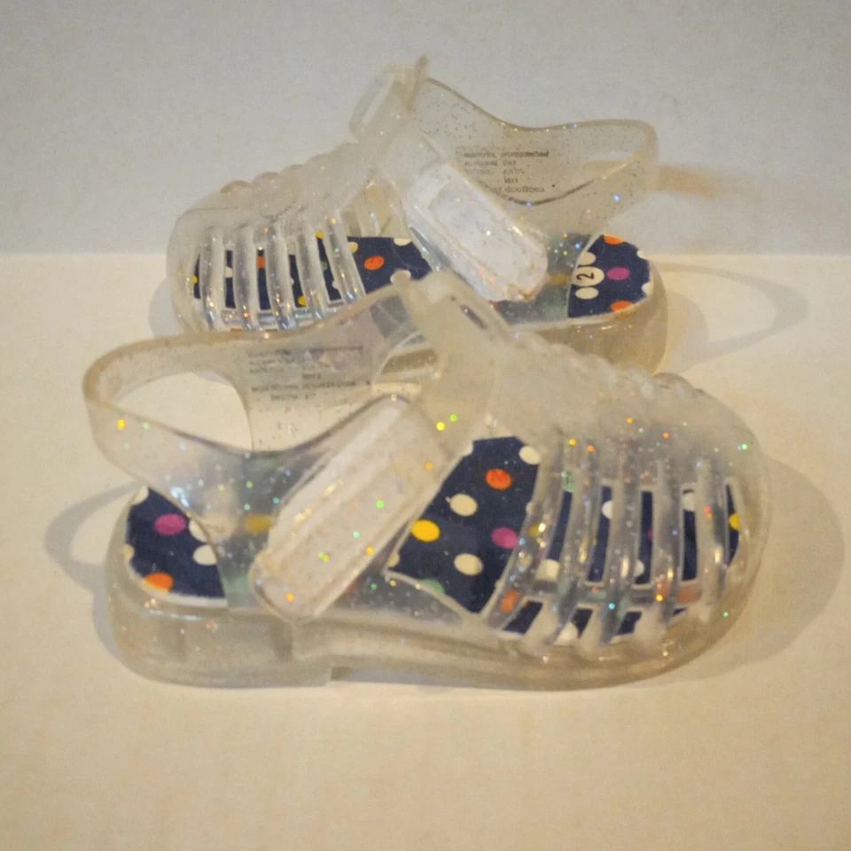 Sandalias de gelatina para niñas infantiles-lote de 2-talla 2-claras-naranja-brillo-neón-verano-divertidas Foto 3 de 4