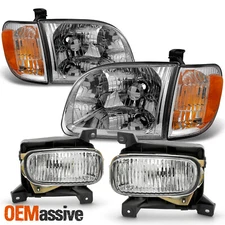 For 2000-2004 Toyota Tundra Headlight w/Corner Lamp + Halogen Fog Light Bumper
