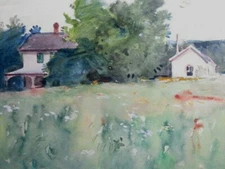 Watercolor on paper Landscape Family Farm Egbert Cadmus American 1868-1939 