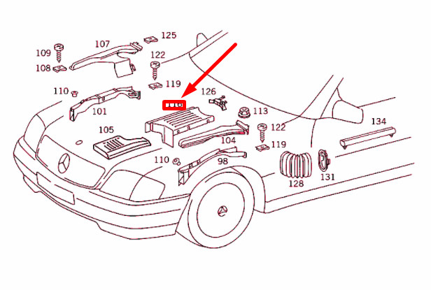 NEU MB SL R129 ÜBER STEUEREINHEIT KABELKANAL COVER A1298212538 