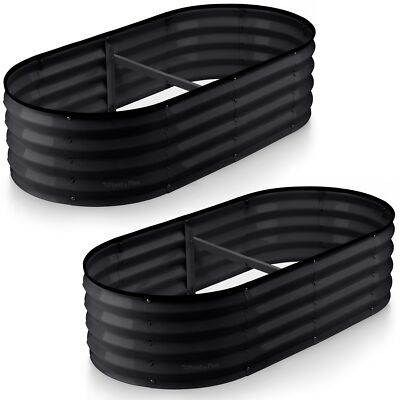 Galvanized Raised Garden Beds 4×2×1 ft 2-Pack Metal Planter Boxes Black