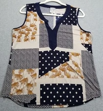 Naif Tank Top Women’s Medium M Floral Polka Dot Sleeveless Jersey Stretch Spring