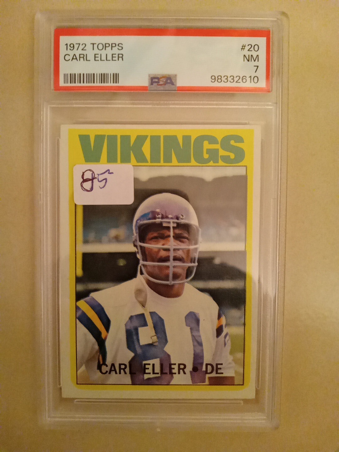 1972 TOPPS #20 CARL ELLER VIKINGS HOF PSA 7!!! HOF!!! RARE!!!