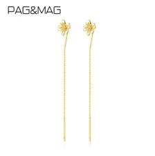 925 Sterling Silver Flower Clover Dangle Drop Pull Through Threader Earrings TH6