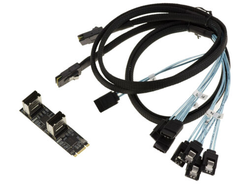 Card M.2. 8 Ports SATA 3.0 6Gbps For Port M2 Pcie 3.0 Key M Or B+M +Cords