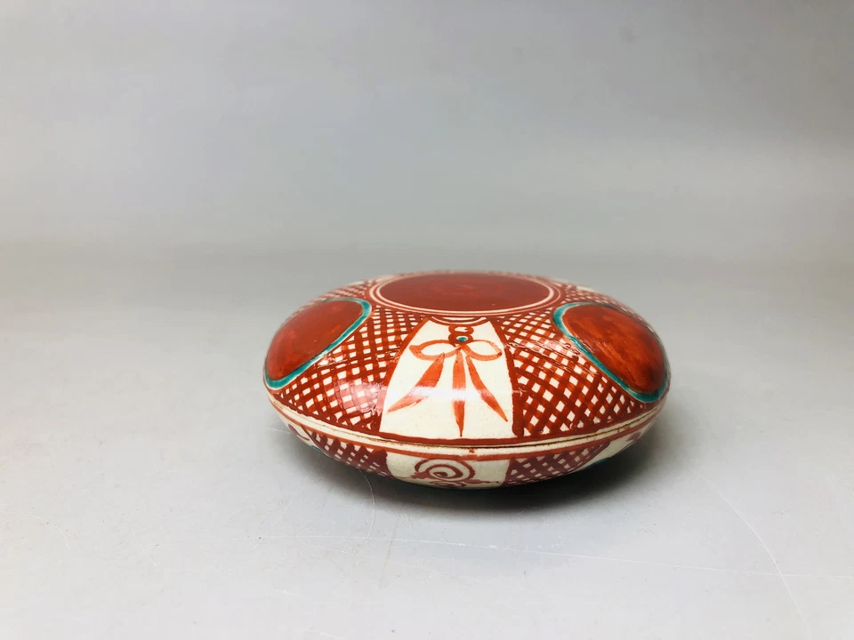 Y5974 CAJA Inuyama-ware rojo firmado Japón aromaterapia antigua fragancia aroma Foto 3 de 4