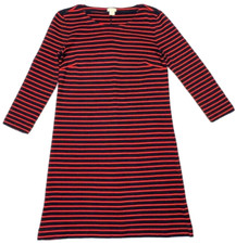 J Crew Breton Striped Maritime Knit Dress Womens (XXS) Navy & Orange 3/4 Sleeve