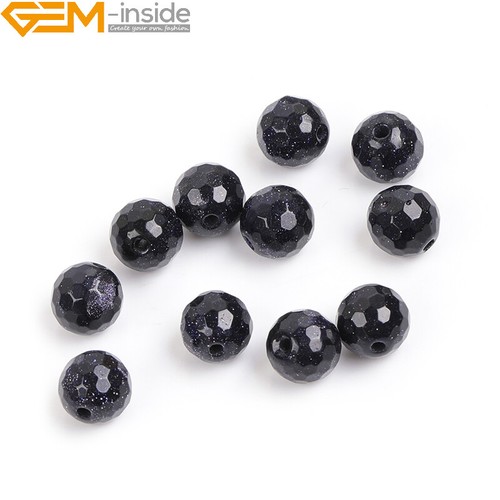 Natural Faceted Blue Sandstone Gemstone Round Beads For Jewelry Making Strand 15 - Picture 36 of 47