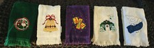 5 LOT VTG Towel Christmas EMBELLISHED HOLIDAY Tip Guest Towels Cannon Etc GUC