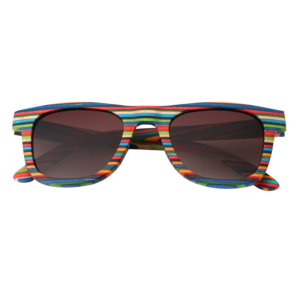 Unisex Handmade Skateboard Wood Polarized Sunglasses Wood Frame Fashion Glasses