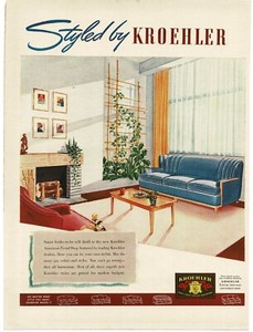 1941 Kroehler Furniture 1940s Home Decor Style Fashion Vintage Print Ad
